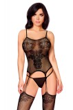 Cumpara ieftin LIV103-1 Lenjerie tip bodystocking aspect cu jartiere, Marime universala, LIVIA CORSETTI