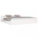 Gossi cadru de pat super king, alb, 180x200 cm, lemn masiv