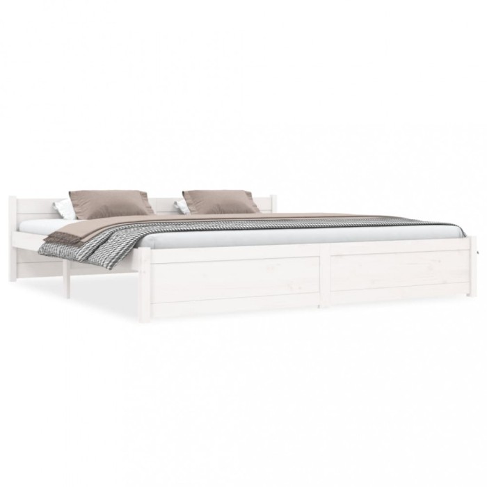 Gossi cadru de pat super king, alb, 180x200 cm, lemn masiv