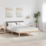 vidaXL Cadru de pat Maroniu și taupe 135 x 190 cm Lemn masiv de pin 878692