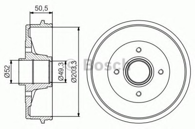 Tambur frana RENAULT SYMBOL I (LB0/1/2) (1998 - 2008) BOSCH 0 986 477 211 foto