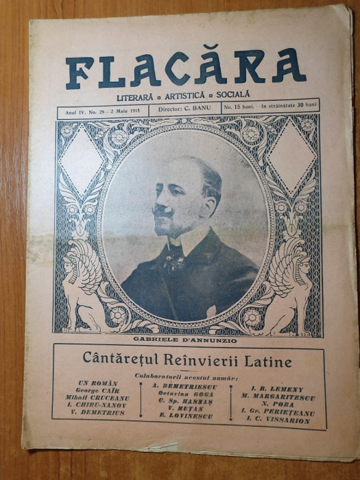 flacara 2 mai 1915-poezie octavian goga,e. lovnescu,art. si foto constantinopol