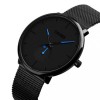 Ceas Barbatesc Skmei Quartz Analog, Bratara Otel Inoxidabil, Negru/Albastru, Reglabil, Rezistent Apa 3ATM, Diametru 40mm
