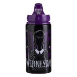 Sticla Apa Copii Wednesday, Capac Flip Top, Model Wednesday, Culoare Negru Mov, 7.5x20cm Capacitate 0, 5L