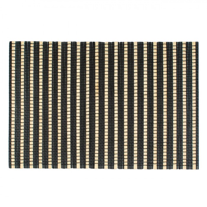 Suport pentru Farfurii, Bambus, Dungi Negru-Bej, 45x30.5 cm