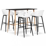 VidaXL Set mobilier de bar, 5 piese, negru și alb