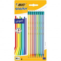 Bic Set Creioane Grafit Evolution Stripes 646 Cu Radiera 8 Buc 32521521