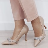 Cumpara ieftin Pantofi nude eleganti cu pietricele H8-605 01