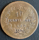 10 CENTESIMI(,,M&quot;)1862 - VICTOR EMMANUEL II/BRONZ,30mm. / 10 g./MONEDA DIN POZE, Europa