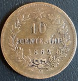 10 CENTESIMI(,,M&quot;)1862 - VICTOR EMMANUEL II/BRONZ,30mm. / 10 g./MONEDA DIN POZE