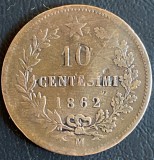 10 CENTESIMI(,,M&quot;)1862 - VICTOR EMMANUEL II/BRONZ,30mm. / 10 g./MONEDA DIN POZE, Europa