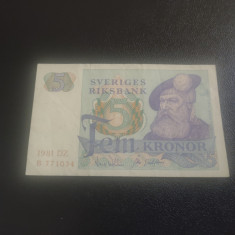 Bancnota 5 Kronor 1981 Suedia