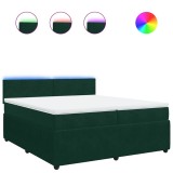 Cumpara ieftin Pat box spring cu saltea, verde inchis, 200x200 cm, catifea