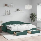 Cumpara ieftin Gossi pat de zi cu extensie si sertare verde inchis 80x200 cm catifea