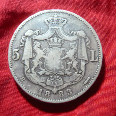 Moneda 5 lei 1883 Carol I , argint , cal. Buna
