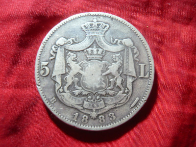 Moneda 5 lei 1883 Carol I , argint , cal. Buna foto