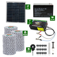 Pachet gard electric cu Panou solar 3,1J putere cu 3000m Fir 120Kg