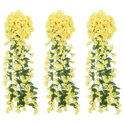 vidaXL Ghirlande de flori de Crăciun, 3 buc., galben, 85 cm 359048 foto