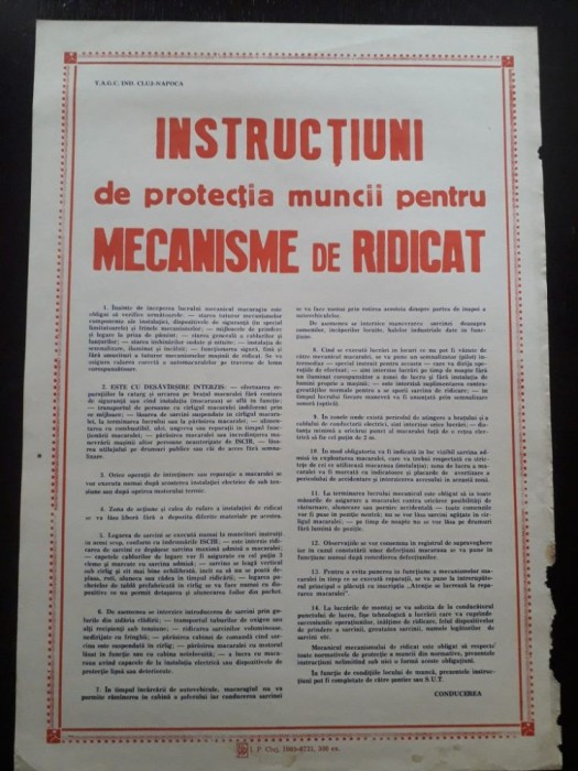 AF30 Afiș protecția muncii, Rom&acirc;nia comunistă