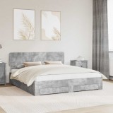 Cumpara ieftin Cadru de pat Gri din beton 180 x 200 cm Lemn prelucrat