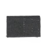 Clutch negru cu strasuri fine si lant metalic elegant