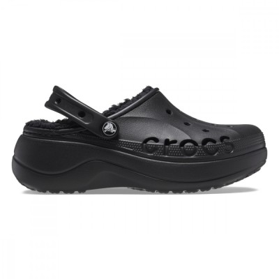 Saboti Crocs Baya Platform Lined Clog Negru - Black foto