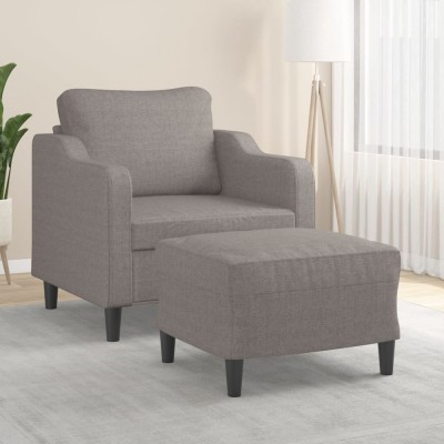 vidaXL Fotoliu canapea cu taburet, taupe, 60 cm, material textil foto