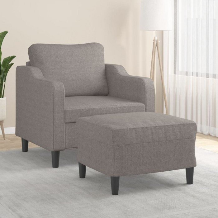 vidaXL Fotoliu canapea cu taburet, taupe, 60 cm, material textil