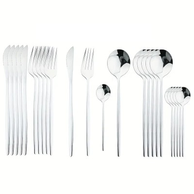 Set tacamuri din inox 24 de piese Cheffinger, Silver foto
