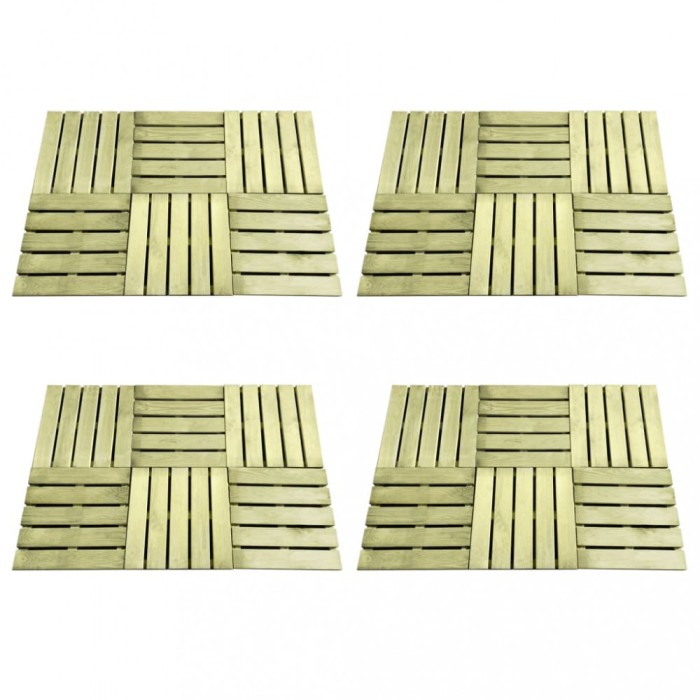 vidaXL Plăci de pardoseală, 24 buc., verde, 50 x 50 cm, lemn 276432