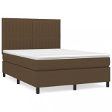 Cumpara ieftin Pat continental cu saltea, maro inchis, 140x200 cm, textil