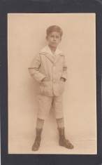 Fotografie format carte postala tanar 1926 - atelier foto Julietta