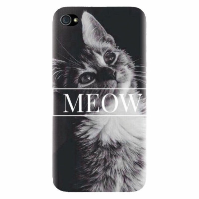 Husa silicon pentru Apple Iphone 4 / 4S, Meow Cute Cat foto