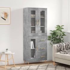 vidaXL Dulap &amp;icirc;nalt, gri beton, 69,5x34x180, lemn compozit foto