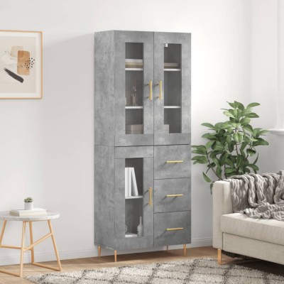 vidaXL Dulap &amp;icirc;nalt, gri beton, 69,5x34x180, lemn compozit foto
