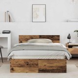 vidaXL Cadru de Pat cu Tăblie Lemn Vechi 120 x 190 cm Lemn compozit