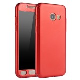 Husa 360&deg; Matte Full Protection - Samsung Galaxy A3 2017 - Rosu - (fata + spate + geam sticla)