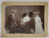 SOUVENIR DIN CONSTANTA , JEAN MAVROGHENI DIN GALATI SI DOUA DOMNISOARE ( DOMNISOARA CRUTESCU ) , FOTOGRAFIE DE GRUP , 1903