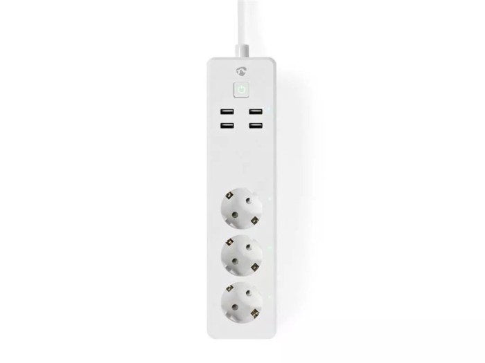 Prelungitor Smart WiFi 3 prize schuko 4x USB 1.8m 3680W 16A Nedis