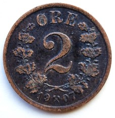 Norvegia 2 ORE 1907 km # 362 moneda din bronz tiraj mic