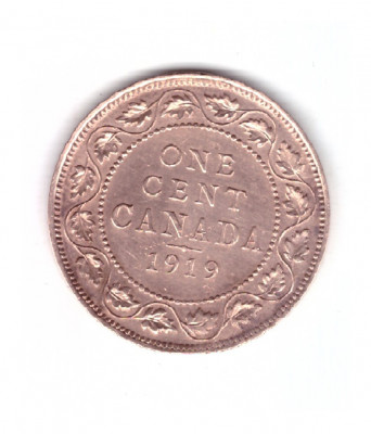 Moneda Canada 1 cent 1919, stare foarte buna, curata foto