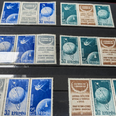 Set complet 6 blocuri cu vinieta, Satelitii artificiali ai Pamantului,1957, MNH