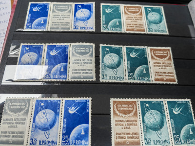 Set complet 6 blocuri cu vinieta, Satelitii artificiali ai Pamantului,1957, MNH foto