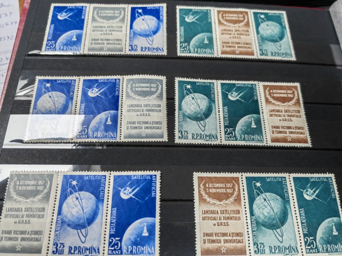 Set complet 6 blocuri cu vinieta, Satelitii artificiali ai Pamantului,1957, MNH