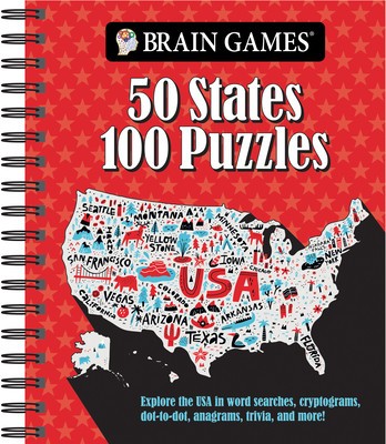 Brain Games - 50 States 100 Puzzles: Explore the USA in Word Searches, Cryptograms, Dot-To-Dots, Anagrams, Trivia, and More!