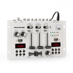 Auna Pro DJ-22BT, MKII, mixer,DJ-mixer cu 3/2 canale, BT, 2xUSB, montare pe raft, alb foto