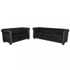Canapea Chesterfield cu 2 și 3 locuri, piele artificială, negru