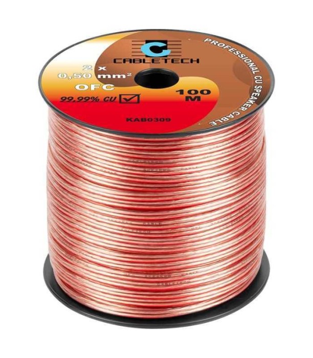 Cablu difuzor OFC cupru 2x0.5mm transparent 1m Cabletech KAB0309