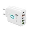 ALIMENTATOR retea SPACER Quick Charge 37W, 1 x USB Type-C 20W + 1 x USB QC 3.0 18W, 2 x USB 2.4A + 1 x USB Type-C 2.4A &quot;SPAR-CINQUEQ-01&quot; (timbru verde