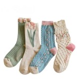 Cumpara ieftin Set 4 perechi de sosete pentru dama, SS076, Multicolor, marime universala (35-39)
